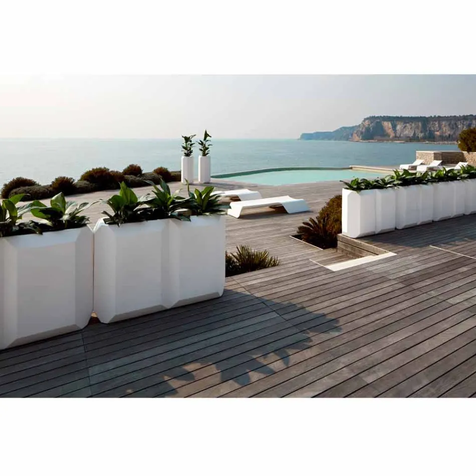 Jarrón blanco para interiores o exteriores en plástico de 3 tamaños - Gem by Myyour viadurini