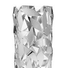 Jarrón cilíndrico de vidrio y metal plateado con lujosas decoraciones geométricas - Torresi viadurini
