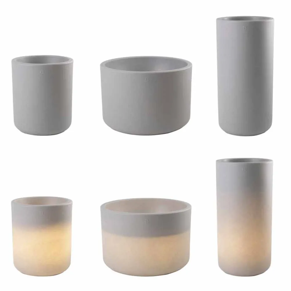 Jarrón con iluminación de jardín o sala de estar en color de diseño moderno - Cilindrostar viadurini