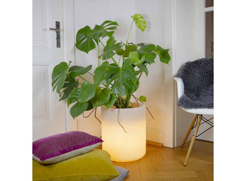 Jarrón con iluminación de jardín o sala de estar en color de diseño moderno - Cilindrostar viadurini