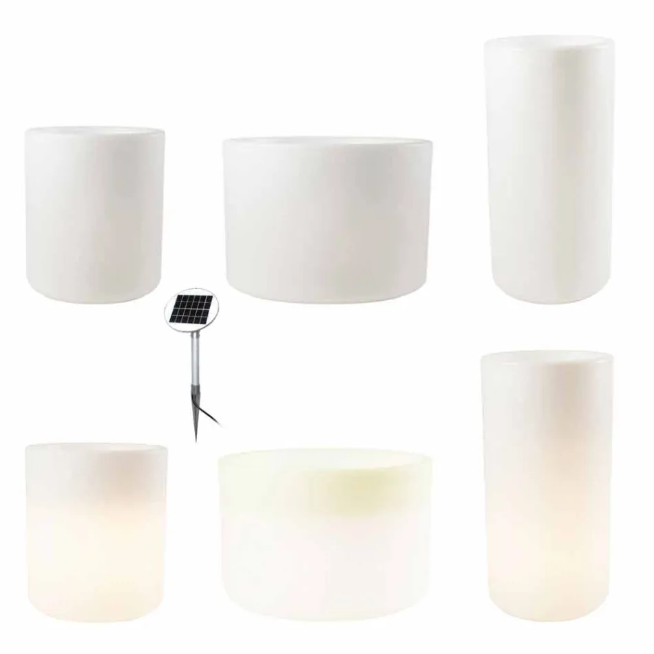 Florero con Iluminación Solar o Diseño Led para Interior o Exterior - Cilindrostar viadurini