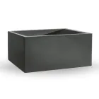 Florero Exterior Rectangular De Polietileno De Colores Made in Italy - Gris viadurini