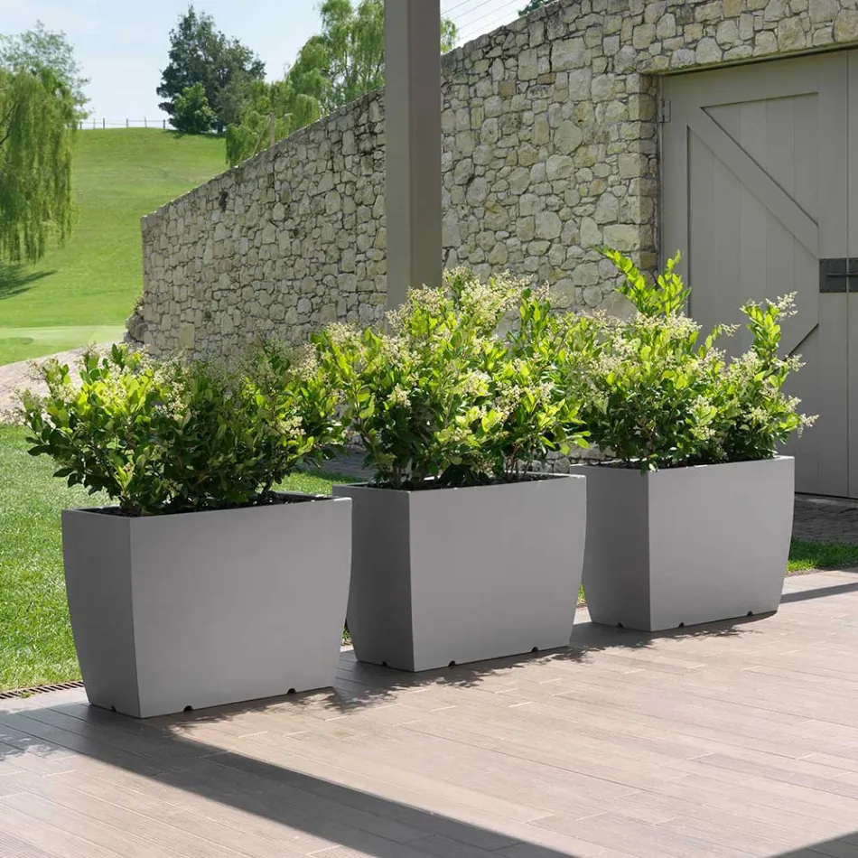 Florero Rectangular Exterior en Polietileno Made in Italy - Albarone viadurini