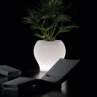 Jarrón luminoso para jardín en polietileno blanco, fabricado en Italia - Loto viadurini