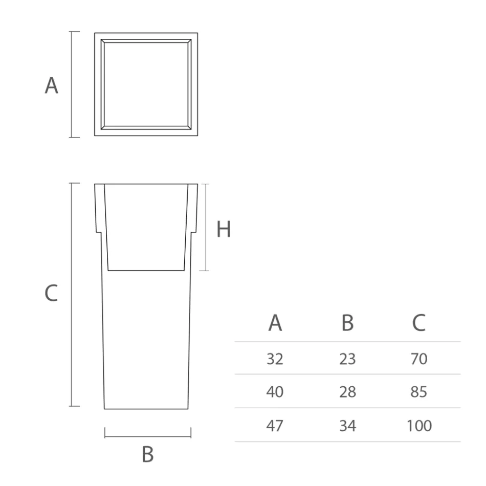 Jardinera Cuadrada en Polietileno Coloreado Made in Italy - Vidal viadurini