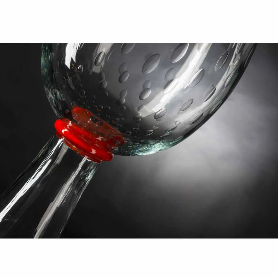 Jarrón de interior en cristal de Murano con detalle rojo Made in Italy - Copernicus viadurini