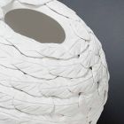 Jarrón Esfera Decorativo de Cerámica Blanca Decorada Made in Italy - Herculano viadurini