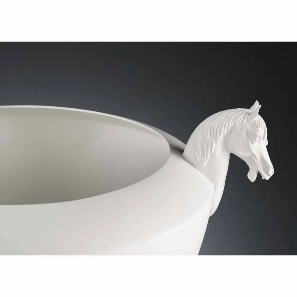 Jarrón decorativo artesanal en cerámica blanca u oro de 24 k Made in Italy - Jakcy viadurini