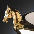 Jarrón decorativo artesanal en cerámica blanca u oro de 24 k Made in Italy - Jakcy viadurini