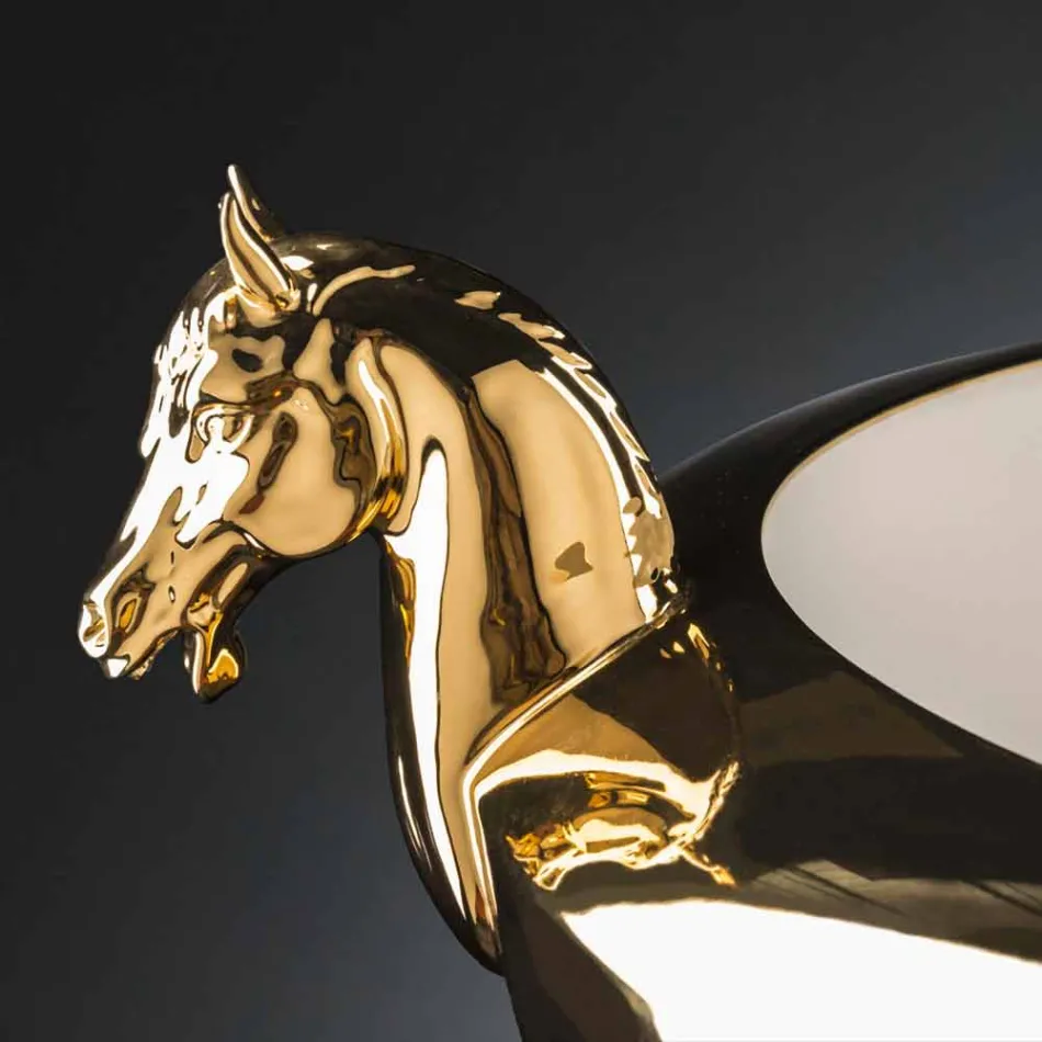 Jarrón decorativo artesanal en cerámica blanca u oro de 24 k Made in Italy - Jakcy viadurini