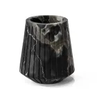 Jarrón decorativo bajo en mármol de Portoro con diseño de rayas Made in Italy - El Cairo viadurini