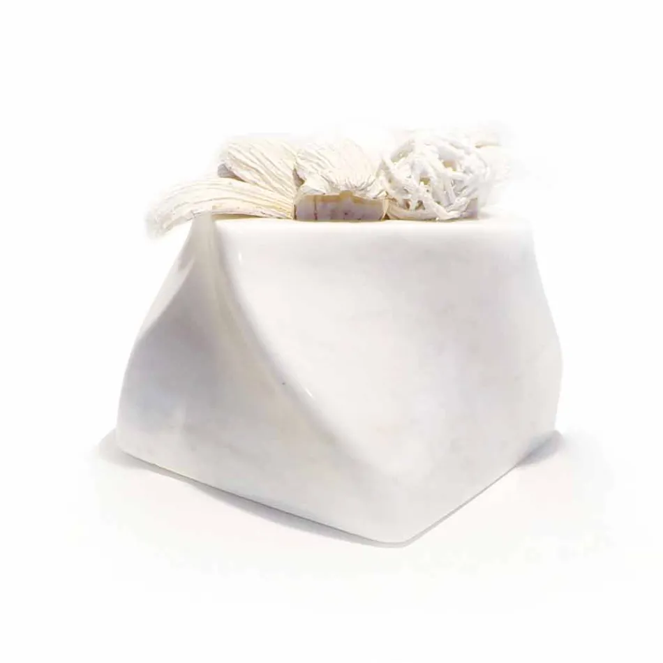 Jarrón de diseño decorativo en mármol Bardiglio o Carrara Made in Italy - Prisma viadurini