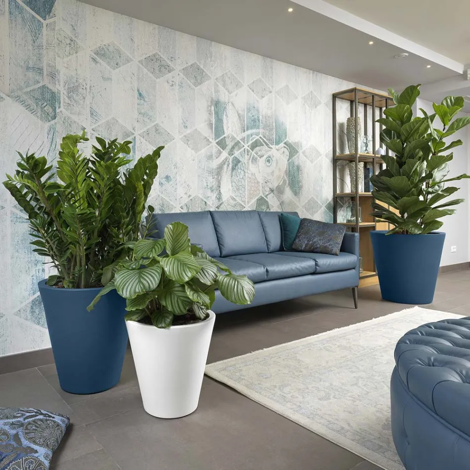 Jarrón decorativo redondo de polietileno de colores Made in Italy - Mengo viadurini