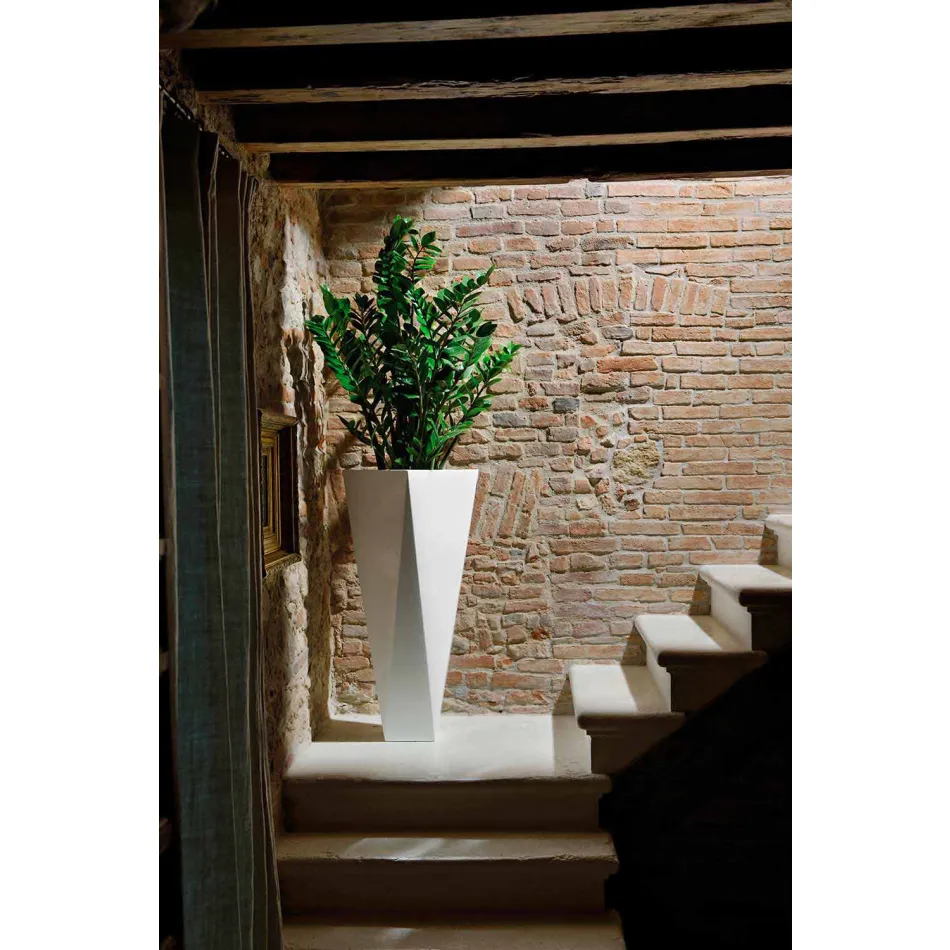 Jarrón decorativo de polietileno de diseño cuadrado Made in Italy - Bonina viadurini