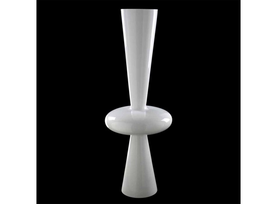 Jarrón decorativo moderno en cerámica blanca hecho a mano en Italia - Tulipo viadurini