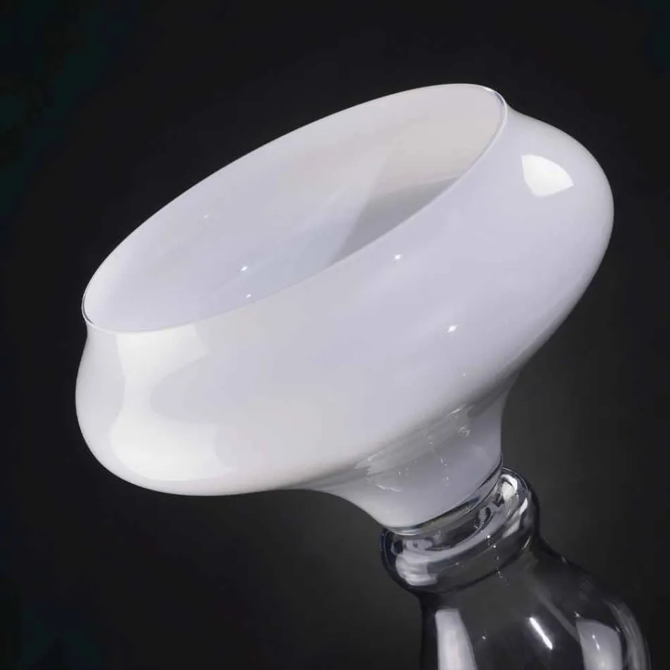 Jarrón decorativo moderno en vidrio blanco y transparente Made in Italy - Vulcano viadurini