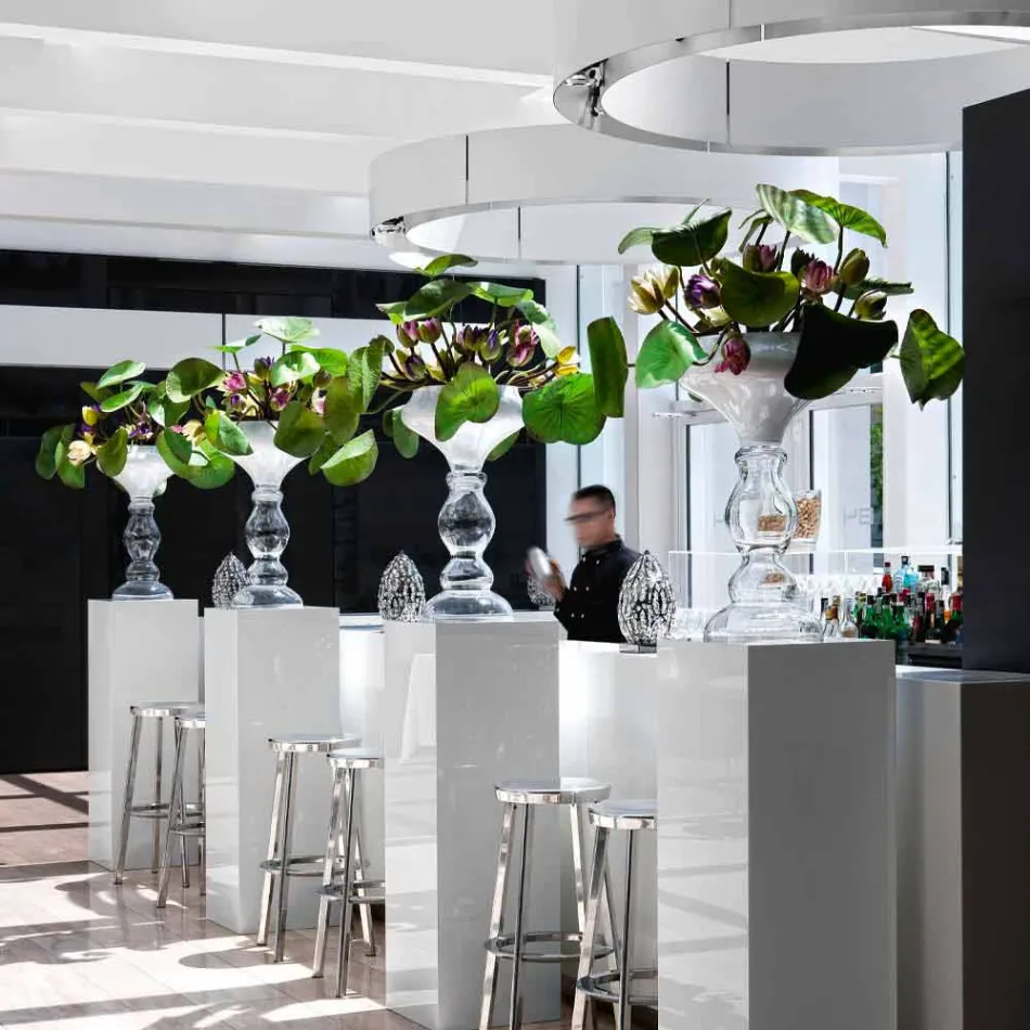 Jarrón decorativo moderno en vidrio blanco y transparente Made in Italy - Vulcano viadurini