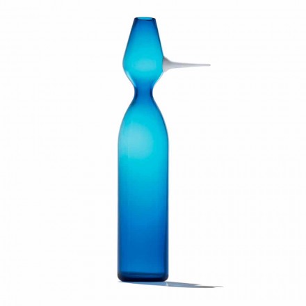 Jarrón de diseño moderno en vidrio soplado de Murano azul Made in Italy - Nariz viadurini