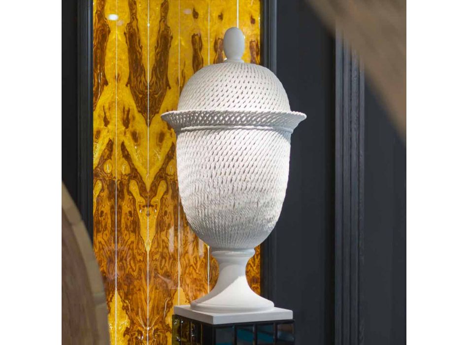 Elegante jarrón de cerámica para interiores hecho a mano en Italia - Napoleone viadurini