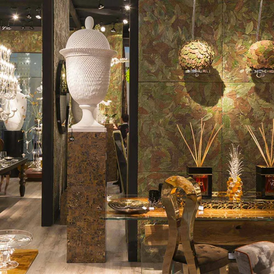 Elegante jarrón de cerámica para interiores hecho a mano en Italia - Napoleone viadurini