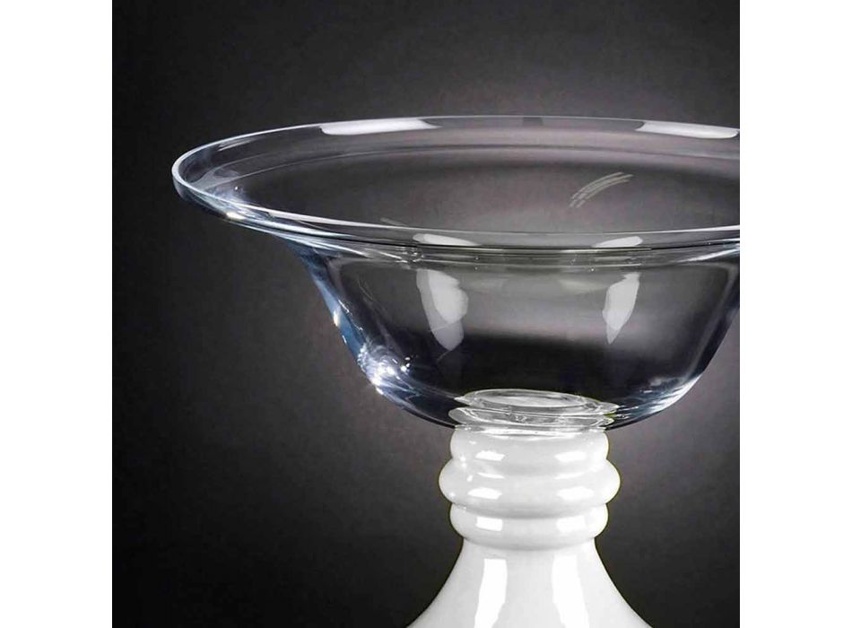 Jarrón de interior elegante en vidrio blanco y transparente Made in Italy - Allegra viadurini