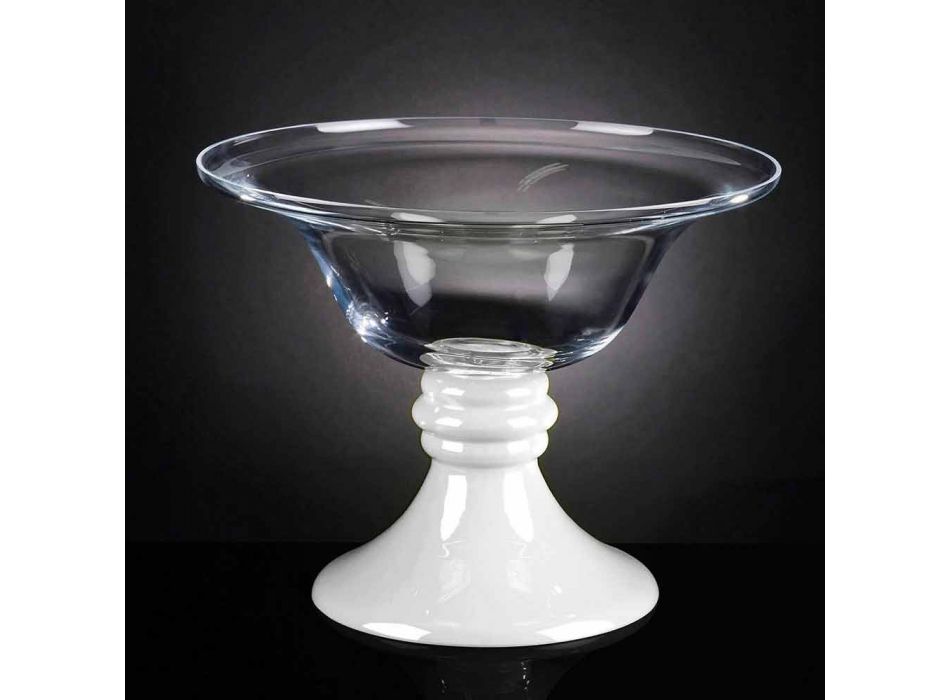Jarrón de interior elegante en vidrio blanco y transparente Made in Italy - Allegra viadurini