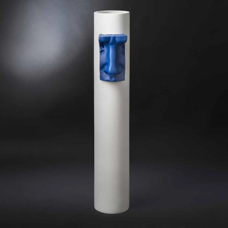 Jarrón de cerámica blanca con inserto de color hecho a mano en Italia - Monte viadurini