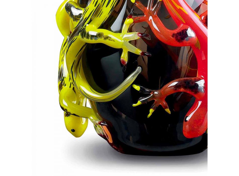 Jarrón de vidrio coloreado con Geckos hecho a mano en Italia - Geco viadurini