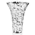 Jarrón de vidrio y metal plateado con decoración geométrica de lujo - Chirico viadurini