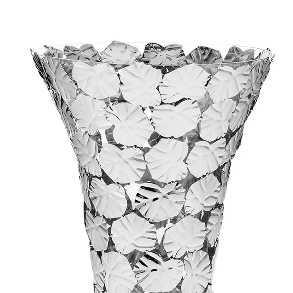 Jarrón de vidrio y metal plateado con decoración geométrica de lujo - Chirico viadurini