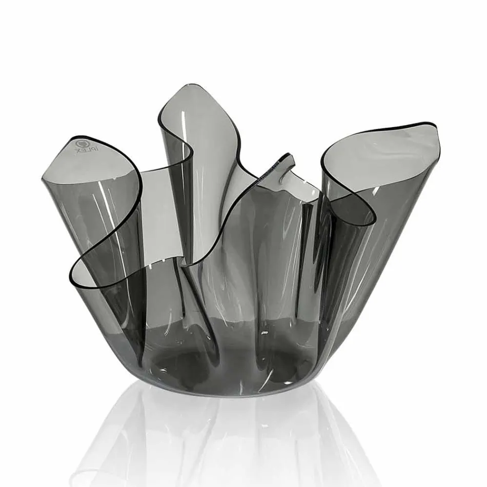 Jarrón drapeado ahumado en interiores / exterior de pina, diseño moderno viadurini