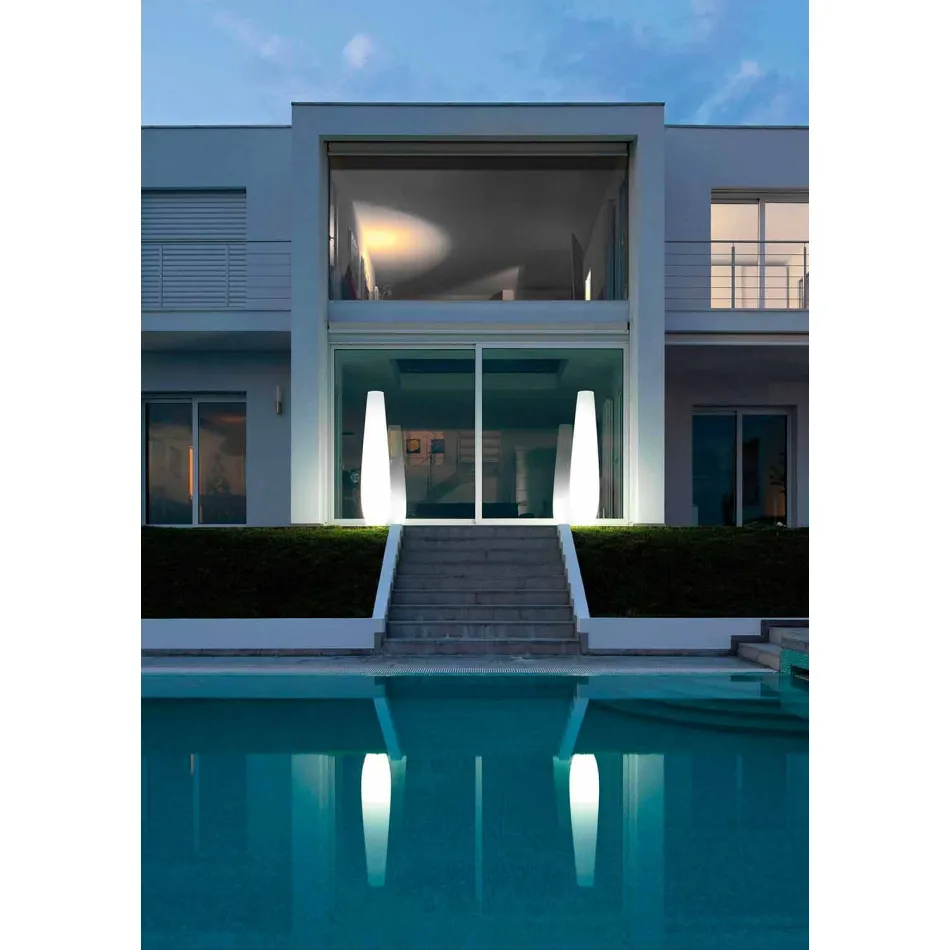 Jarrón luminoso para exterior con luz LED en polietileno Made in Italy - Nadai viadurini