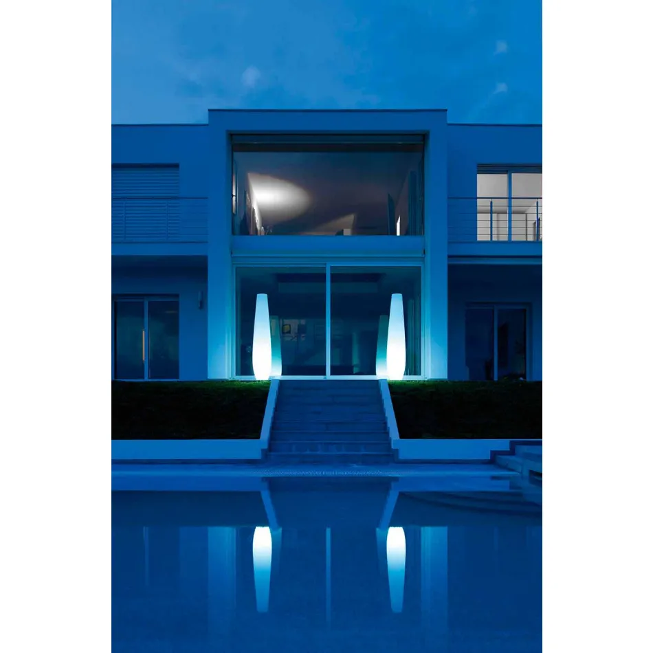 Jarrón luminoso para exterior con luz LED en polietileno Made in Italy - Nadai viadurini