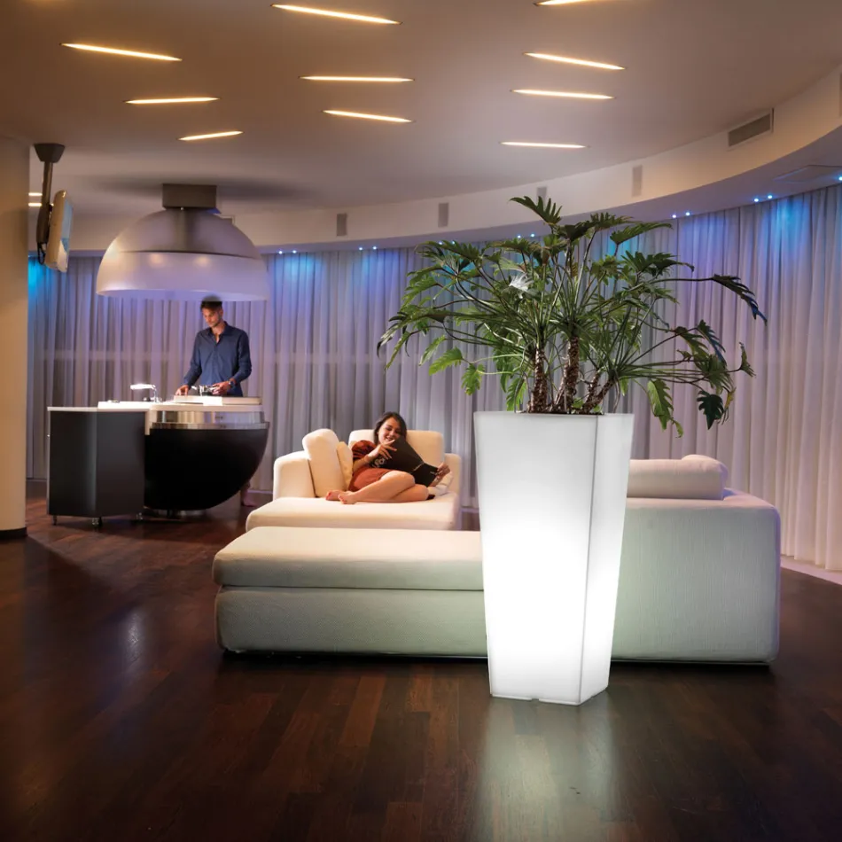 Florero alto de interior en polietileno blanco Made in Italy - Devid viadurini