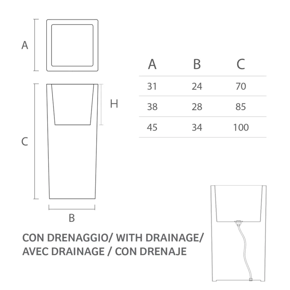 Florero alto de interior en polietileno blanco Made in Italy - Devid viadurini