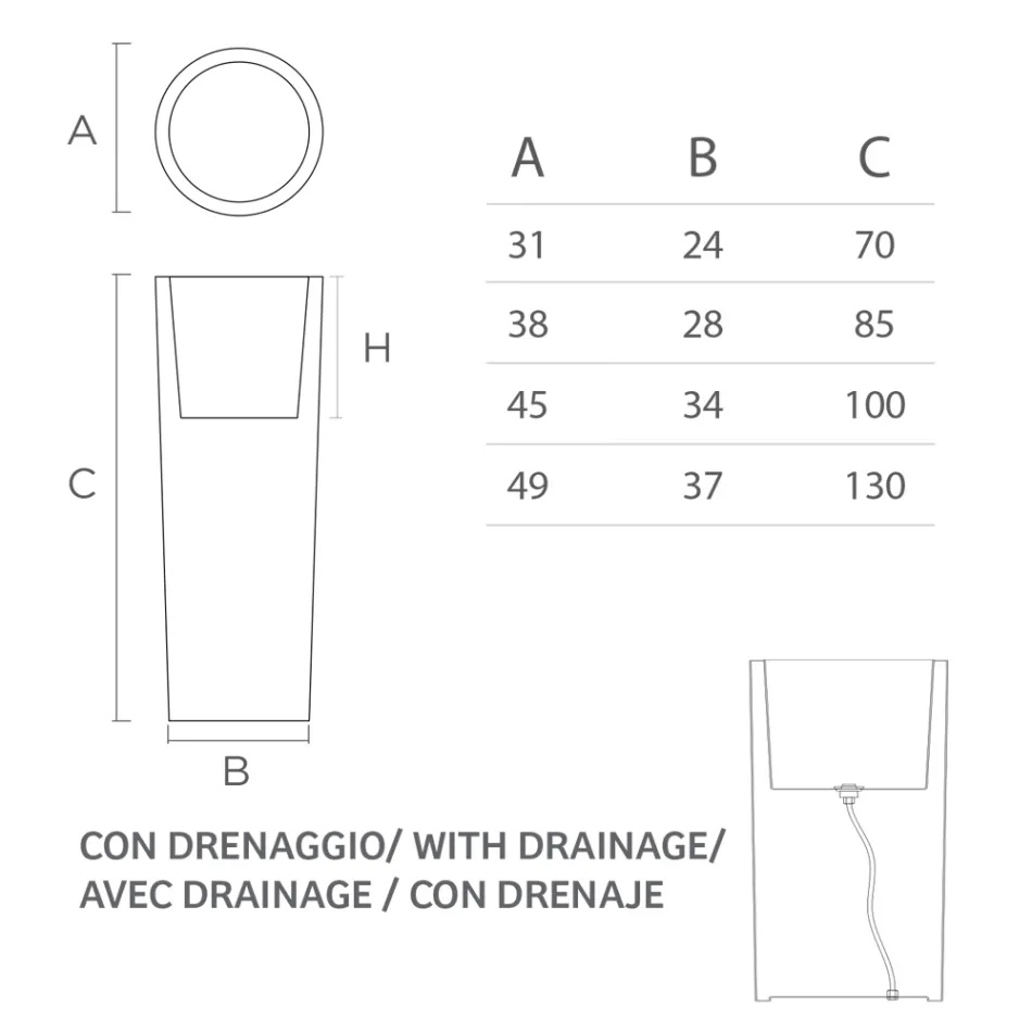Jarrón alto iluminado para interiores en polietileno perlado, fabricado en Italia - Devid viadurini