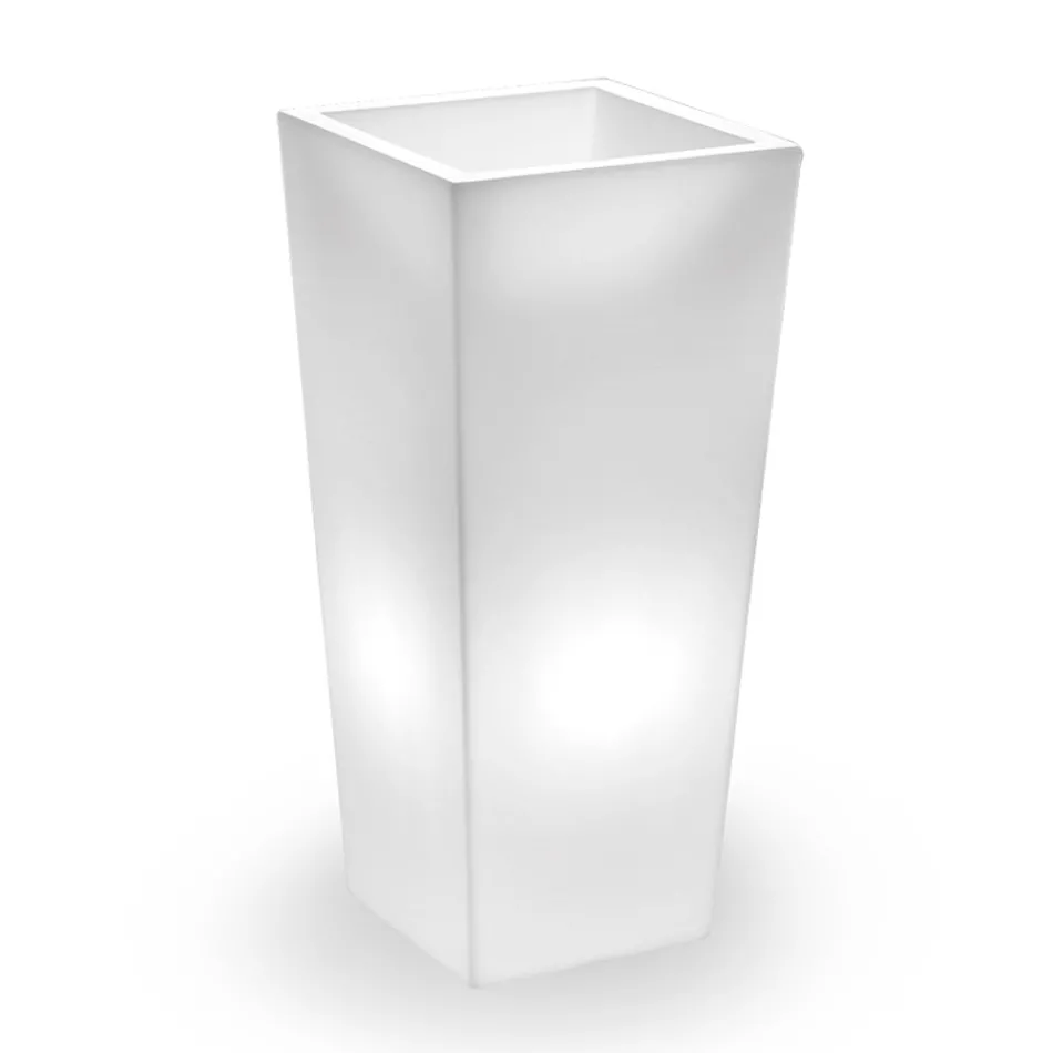 Jarrón alto iluminado para interiores en polietileno perlado, fabricado en Italia - Devid viadurini