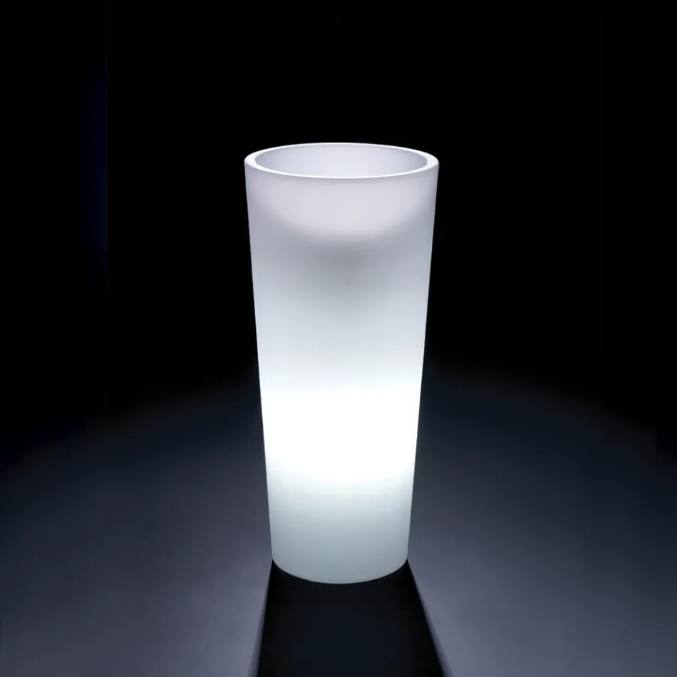 Jarrón alto iluminado para interiores en polietileno perlado, fabricado en Italia - Devid viadurini