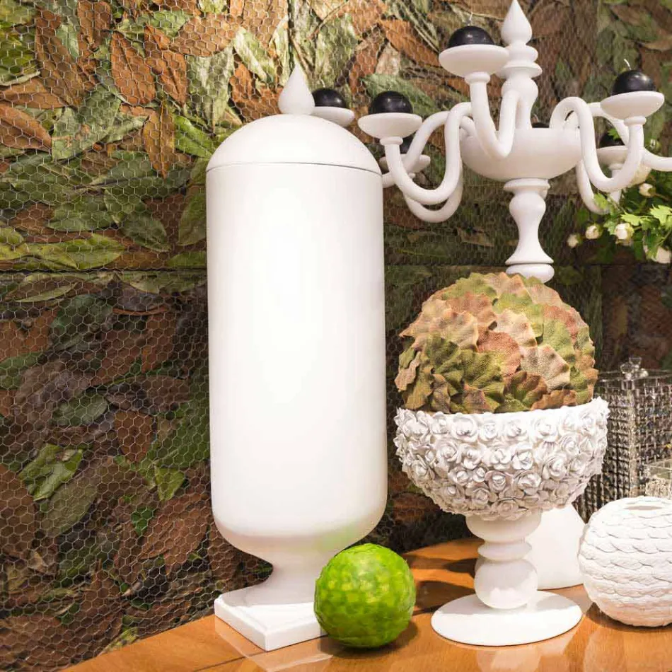 Jarrón de cerámica blanco moderno hecho a mano Made in Italy - Chantal viadurini