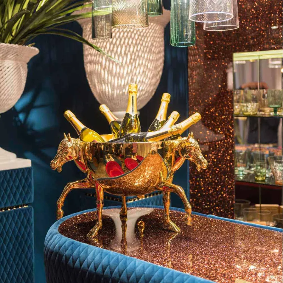 Jarrón ornamental de interior en cerámica blanca u oro de 24 k Made in Italy - Jacky viadurini