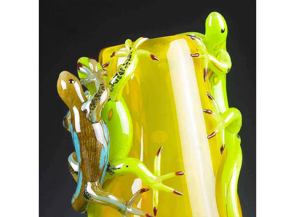 Jarrón ornamental de vidrio coloreado hecho a mano en Italia - Geco viadurini