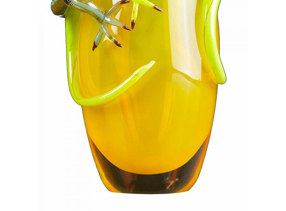 Jarrón ornamental de vidrio coloreado hecho a mano en Italia - Geco viadurini