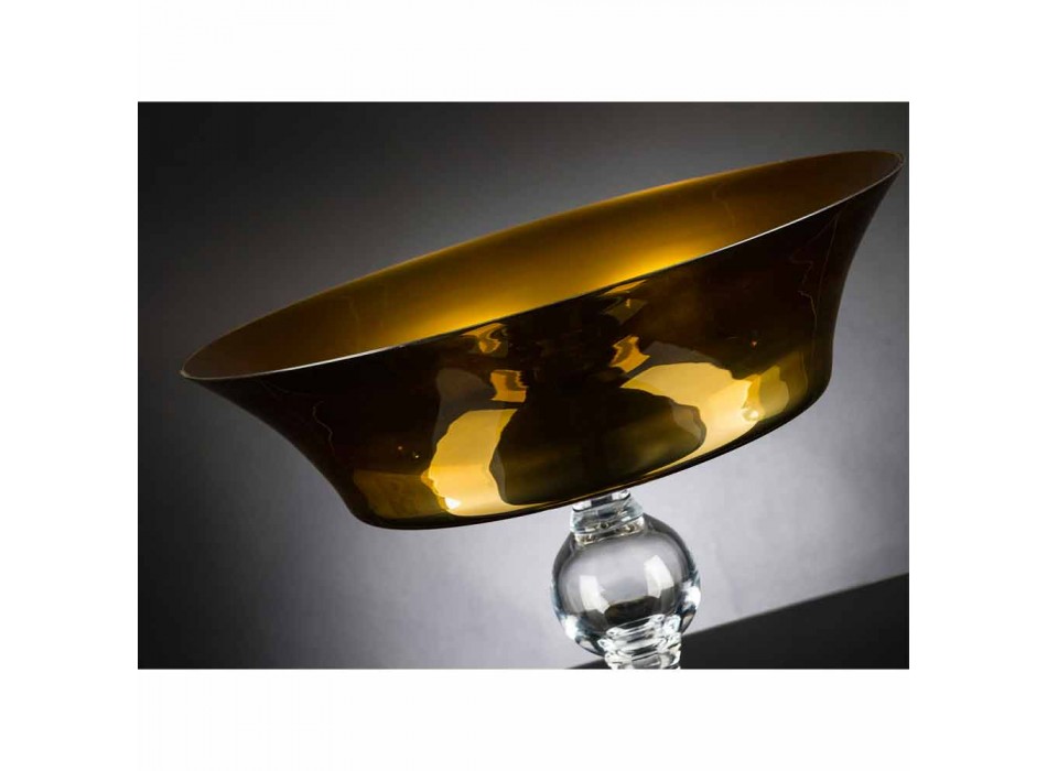 Jarrón ornamental en oro y vidrio soplado transparente Made in Italy - Delfino viadurini