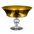 Jarrón ornamental en oro y vidrio soplado transparente Made in Italy - Delfino