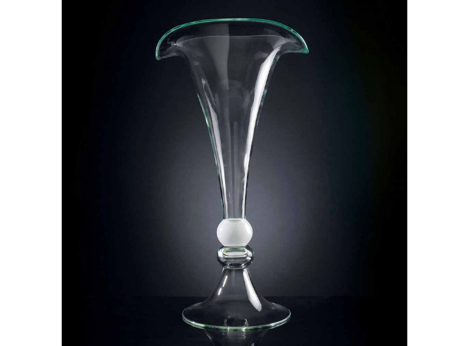 Jarrón ornamental de vidrio transparente con esfera blanca Made in Italy - Vanissa viadurini