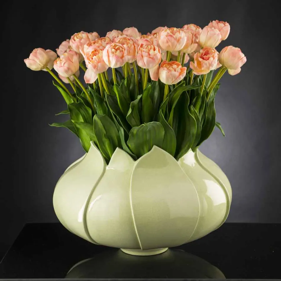 Jarrón ornamental moderno en cerámica coloreada hecho a mano en Italia - Onyx viadurini