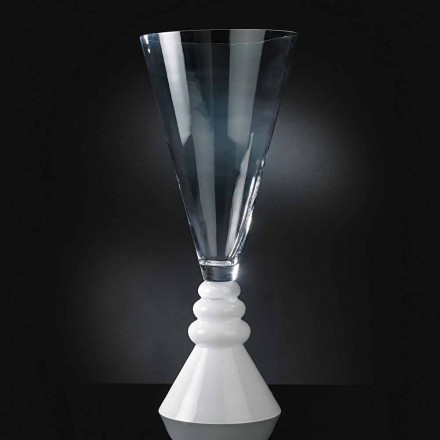 Florero de cristal blanco y transparente Made in Italy - Aramis viadurini