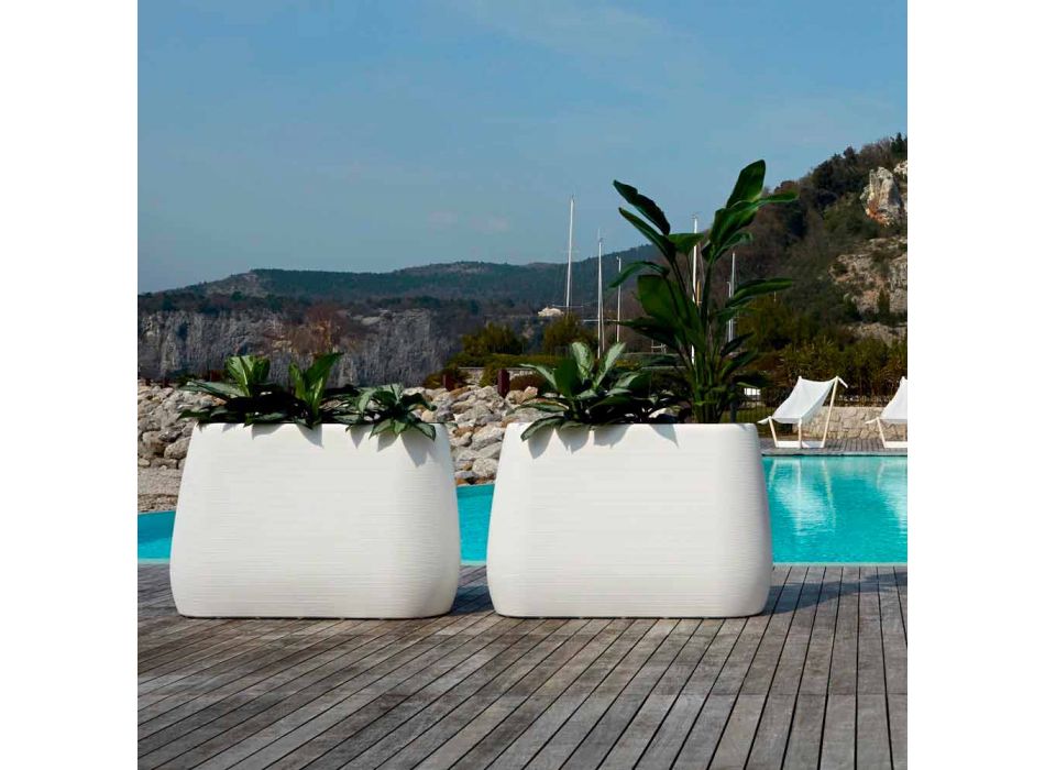 Jarrón de diseño blanco para interiores o exteriores en tres tamaños, 2 piezas - Pandora by Myyour viadurini