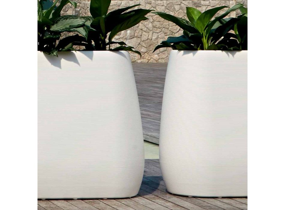 Jarrón de diseño blanco para interiores o exteriores en tres tamaños, 2 piezas - Pandora by Myyour viadurini