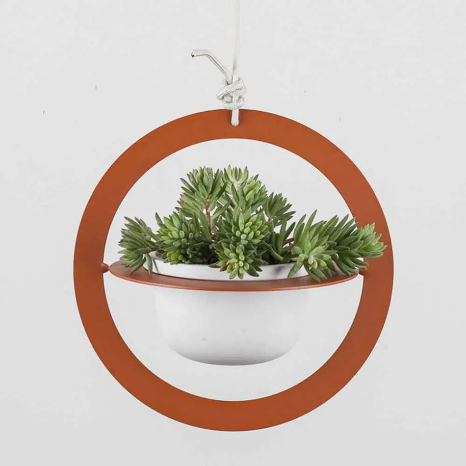 Florero colgante en acero y cerámica Made in Italy - Leotta viadurini